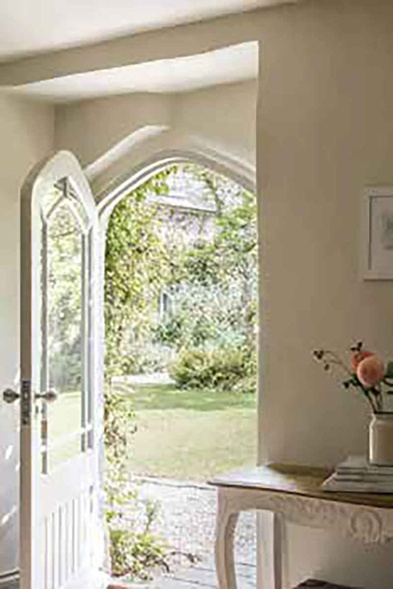 Doorway leading from the cottage to the Great Barn for the wedding