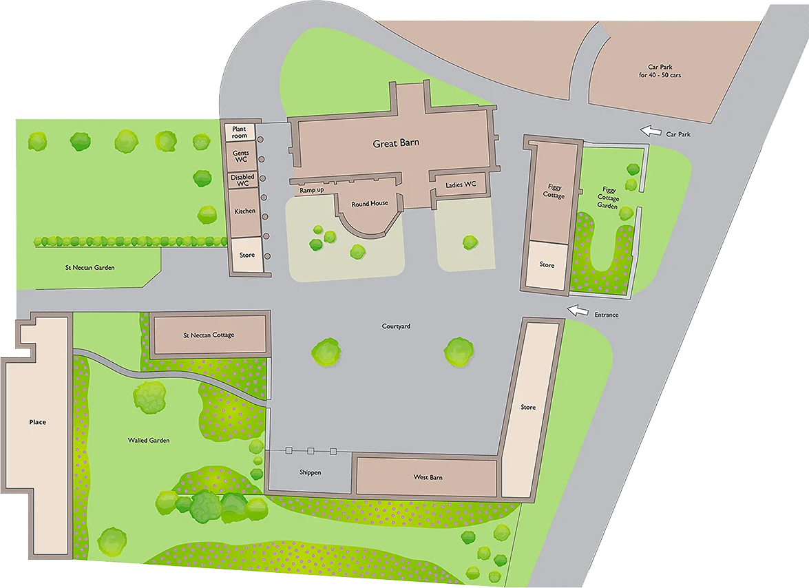 wedding site plan for the great barn in devon