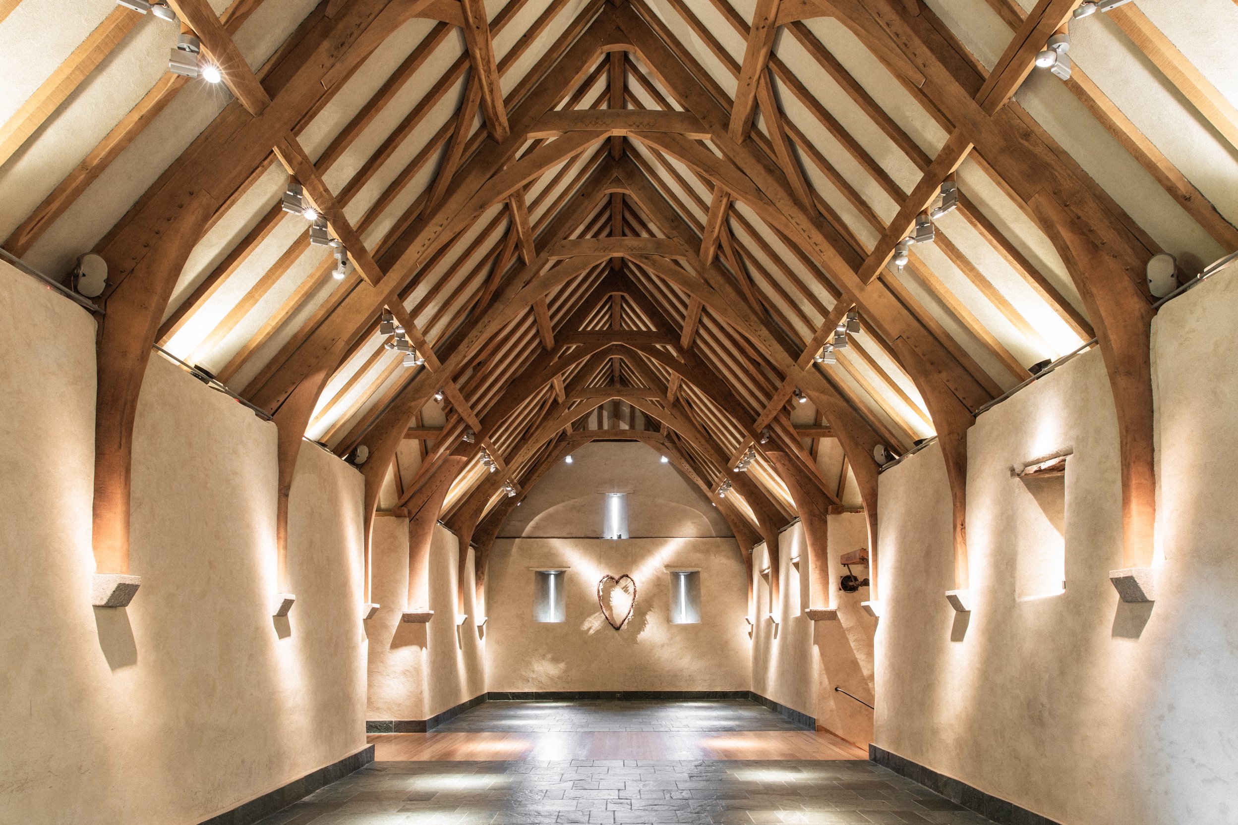 Interior shot of The Great Barn Devon | 15th century historical barn wedding venue near Exeter UK