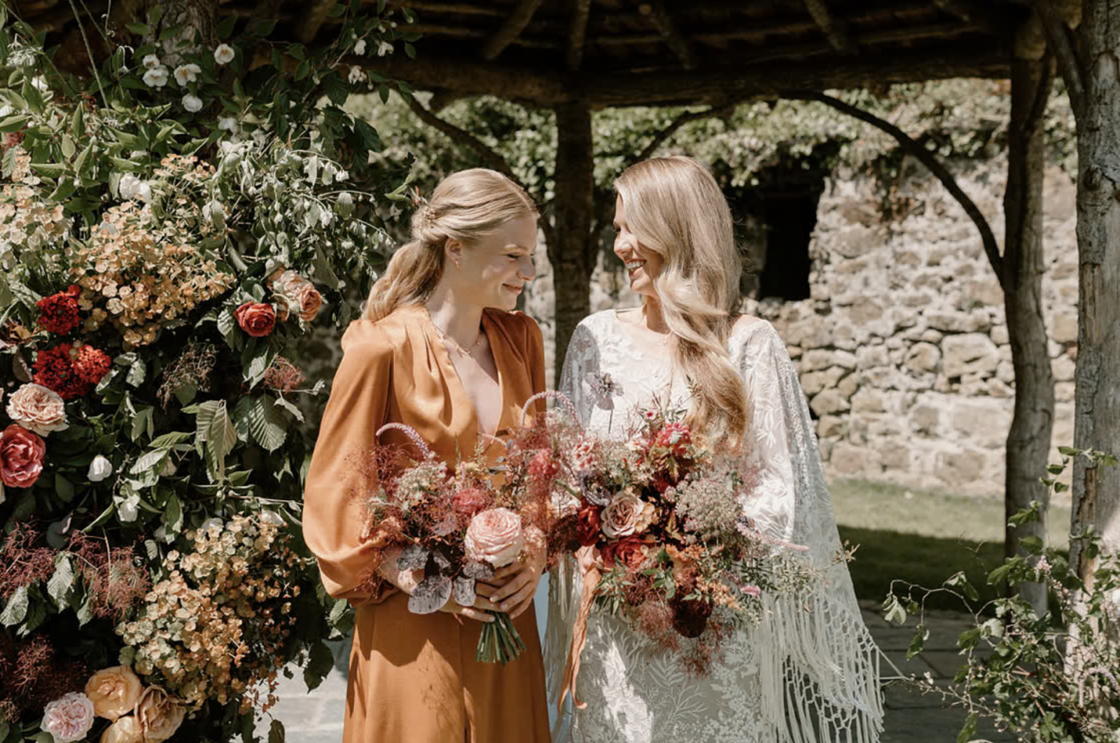 Styled boho wedding shoot at The Great Barn Devon featured in Coco Wedding Venue blog