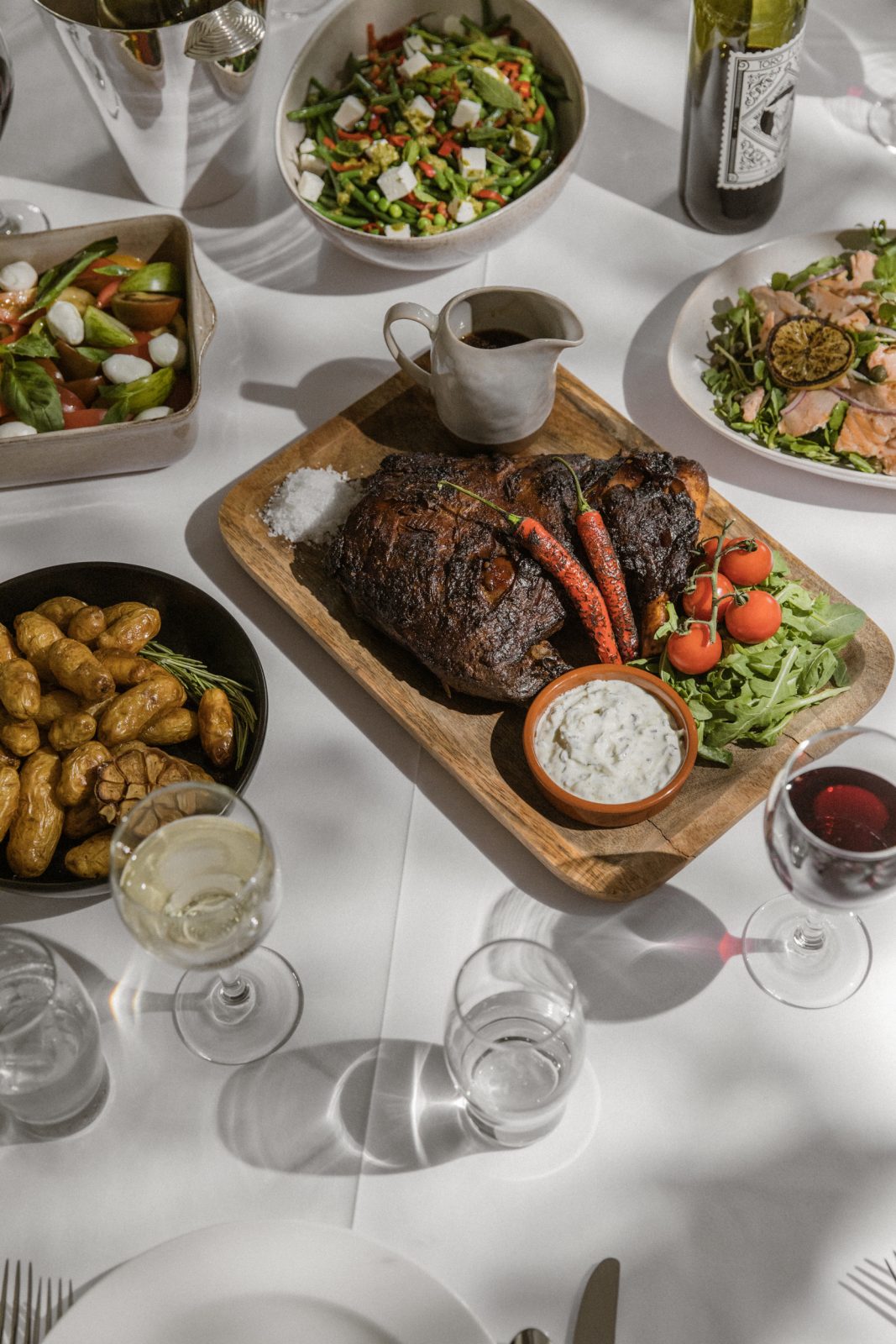 Sharing feast at The great barn Devon | wedding catering