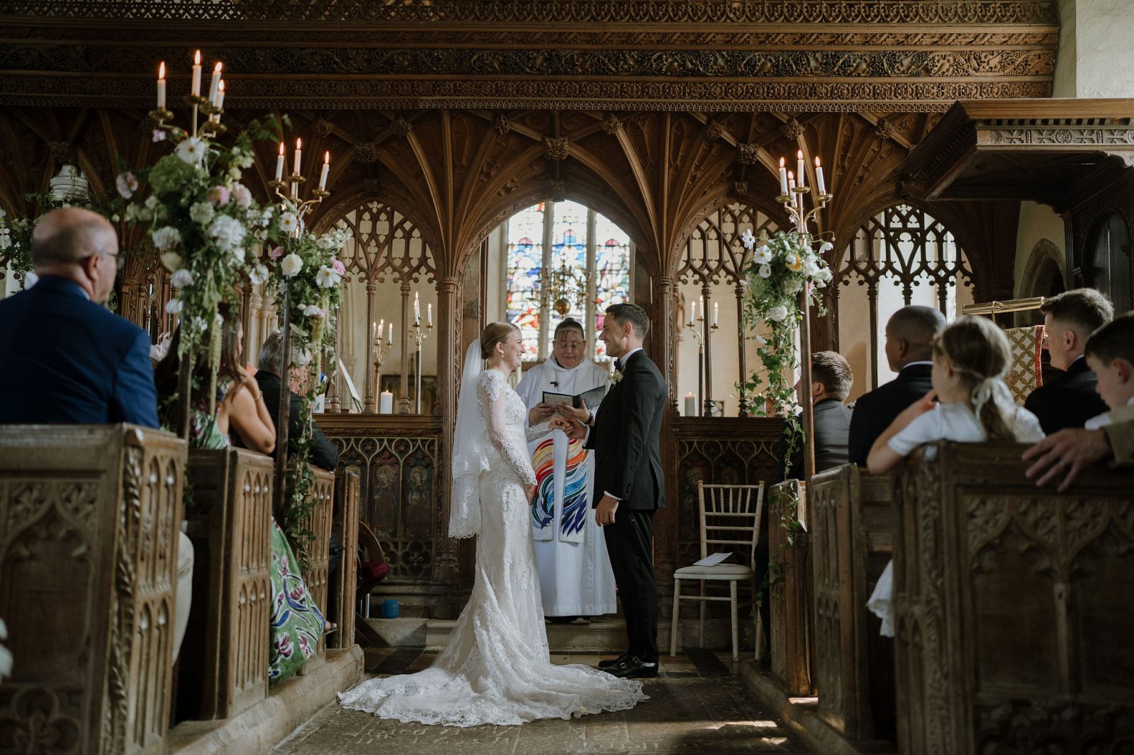 bride and groom during their wedding ceremony in church Higher Ashton devon