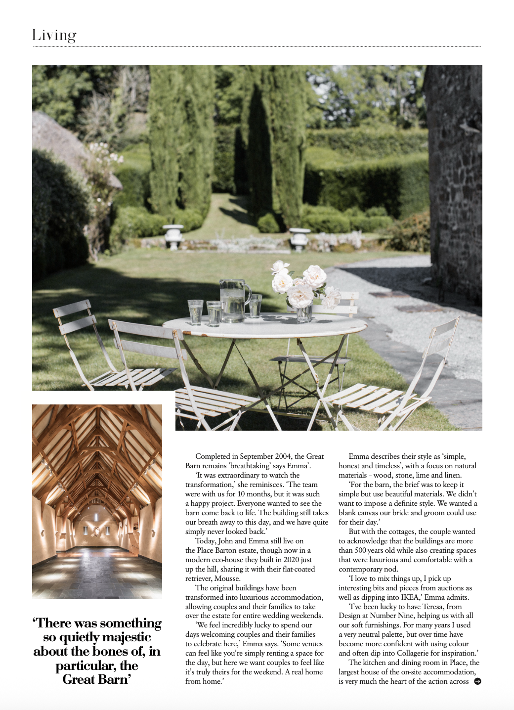 the great barn devon wedding venue living magazine feature