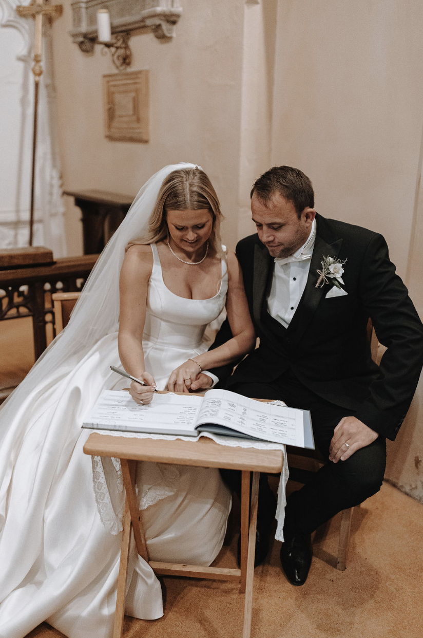 bride and groom during their wedding ceremony in Christow devon